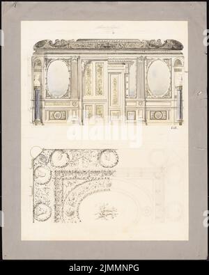 Orth August (1828-1901), Villa Rütgers à Berlin-Tiergarten. Projet d'exécution (1879): Salle de musique: Vue sur le mur, partie de la vue sur le plafond. Encre, crayon en hauteur sur papier, 76,5 x 61,2 cm (y compris les bords de numérisation) Banque D'Images