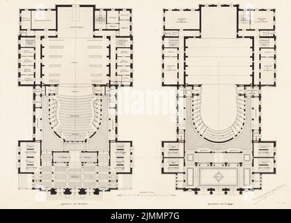 Neckelmann Skjold (1854-1903), opéra (sans date): Plan d'étage parquet et 1st place 1: 100. Tuche aquarelle sur la boîte, 62,1 x 86,5 cm (y compris les bords de numérisation) Banque D'Images