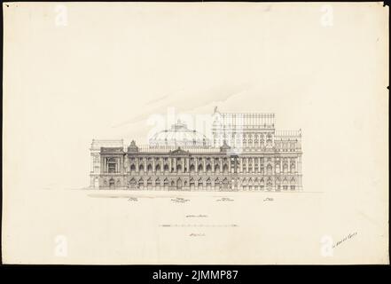 Neckelmann Skjold (1854-1903), opéra de Stockholm. Projet II (1887) : vue latérale supérieure. Encre, couleur de l'encre, aquarelle sur carton, 66,3 x 97,5 cm (y compris les bords de numérisation) Banque D'Images