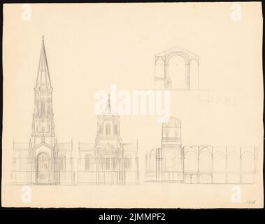 Orth August (1828-1901), Sionskirche, Berlin (1864): Vue, vue arrière. Crayon sur carton, 41,6 x 52,5 cm (y compris les bords de numérisation) Banque D'Images