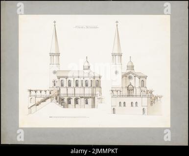 Orth August (1828-1901), Eglise, Bethléem (1892-1892) : courant de la façade principale et latérale. Tuche aquarelle sur papier, 64,9 x 83,5 cm (y compris les bords de numérisation) Banque D'Images