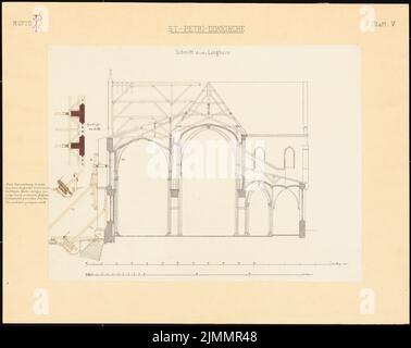 Orth August (1828-1901), Dom St. Petri à Brême. Restauration des tours (1887) : longue maison : section transversale. Tuche aquarelle sur papier, 61,2 x 77 cm (y compris les bords de numérisation) Banque D'Images