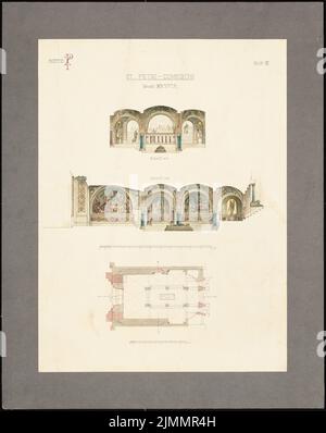 Orth August (1828-1901), Dom St. Petri à Brême. Restauration des tours (1887): Crypte: Plan d'étage, coupé. Encre, couleur de l'encre, aquarelle sur carton, 80,6 x 64 cm (y compris les bords de numérisation) Banque D'Images