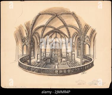 Orth August (1828-1901), Church am Urban, Berlin. Projet I (20.10.1894) : vue de l'intérieur en perspective. Encre, crayon sur carton, 67,9 x 85,7 cm (y compris les bords de numérisation) Banque D'Images