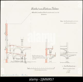 Orth August (1828-1901), Church am Urban, Berlin. Projet I (04/08/1895): Coupes partielles. Tuche aquarelle sur papier, 44,6 x 48 cm (y compris les bords de numérisation) Banque D'Images