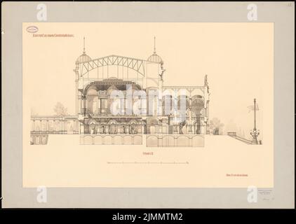 Boethke Julius (1864-1907), maison de société (1906): Coupe avec vue intérieure 1: 100. Tuche aquarelle sur la boîte, 82,1 x 115,4 cm (y compris les bords de numérisation) Banque D'Images