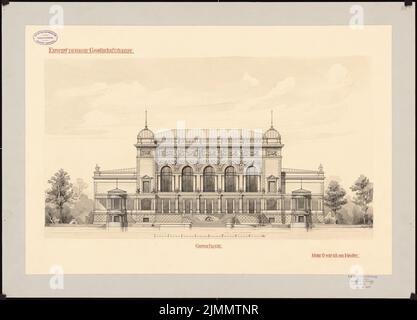 Boethke Julius (1864-1907), maison d'entreprise (1906) : façade de jardin 1 : 200. Tuche aquarelle sur la boîte, 55,4 x 77,1 cm (y compris les bords de numérisation) Banque D'Images