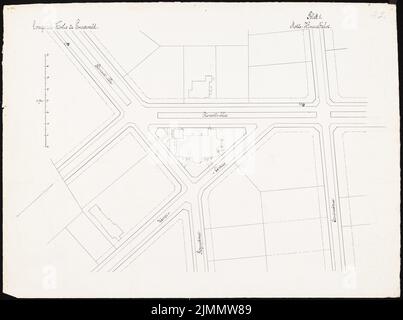 DIMM Ludwig (1849-1928), Eglise évangélique de Berlin-Grunewald. Bismarckallee (sans date): Plan du site 1: 500. Encre sur carton, 51,8 x 69,7 cm (y compris les bords de numérisation) Banque D'Images