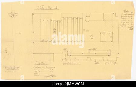 DIMM Ludwig (1849-1928), église, Demnitz/Mark. Conversion (05.09.1909): Plan de l'acier 1:50. Crayon sur transparent, 28,4 x 47,3 cm (y compris les bords de numérisation) Banque D'Images