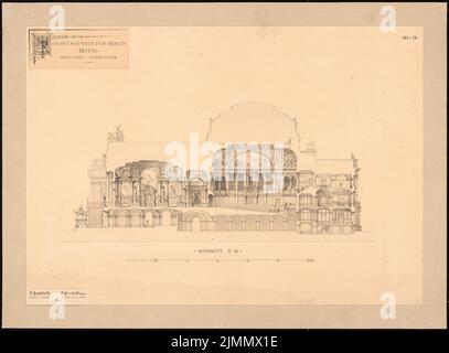 Hoßfeld & Hinckeldeyn, Reichstag, Berlin (sans dat.) : coupe C. Tusche aquarelle sur la boîte, 54,4 x 73,8 cm (y compris les bords du scanner) Banque D'Images