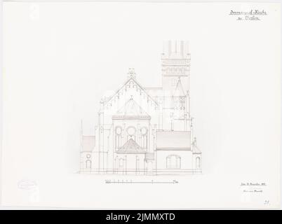 Kühn Bernhard (1838-1917), Immanuelkirche à Berlin (20 décembre 1892): Vue 1: 100. Tuche aquarelle sur la boîte, 49,5 x 66,3 cm (y compris les bords de numérisation) Banque D'Images