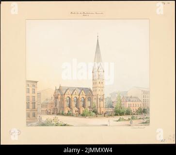 Kühn Bernhard (1838-1917), Bartholomäuskirche à Berlin (08/30/1890): Préservation, perspective. Tuche aquarelle sur la boîte, 55,7 x 67,4 cm (y compris les bords de numérisation) Banque D'Images