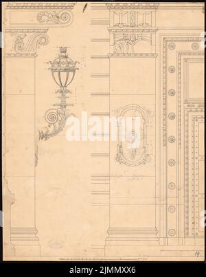 Kühn Bernhard (1838-1917), Ministère prussien de la Culture à Berlin (03.09.1882): Coupe et vue du portail 1:10. Encre, aquarelle crayon sur la boîte, 70,2 x 54,9 cm (y compris les bords de numérisation) Banque D'Images