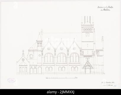 Kühn Bernhard (1838-1917), Immanuelkirche à Berlin (20 décembre 1993): Vue 1: 100. Encre sur carton, 48,5 x 66,1 cm (y compris les bords de numérisation) Banque D'Images