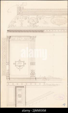 Kühn Bernhard (1838-1917), Ministère prussien de la Culture à Berlin (1879-1879): Vue et coupe de l'escalier principal. Tuche aquarelle sur la boîte, 41,7 x 26,2 cm (y compris les bords de numérisation) Banque D'Images