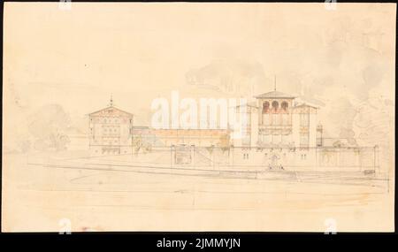 Lange Ludwig (1808-1868), maison de campagne royale à Berchtesgaden (1848-1848): Vue avec une petite variante. Crayon aquarelle sur papier, 21,3 x 36,2 cm (y compris les bords de numérisation) Banque D'Images