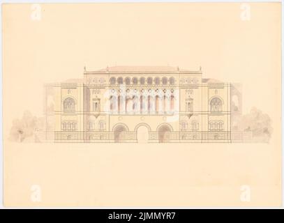 Lange Ludwig (1808-1868), bâtiment résidentiel du Prince pour le Wittelsbacher à Munich (1843) : avant-projet, vue sur le jardin. Souhaitez de l'aquarelle sur la boîte, 44 x 59,6 cm (y compris les bords de numérisation) Banque D'Images