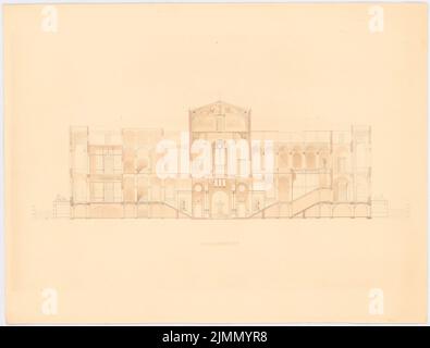 Lange Ludwig (1808-1868), bâtiment résidentiel du Prince pour le Wittelsbacher à Munich (1843) : actuel projet, section transversale. Souhaitez de l'aquarelle sur la boîte, 44,9 x 59,1 cm (y compris les bords de numérisation) Banque D'Images