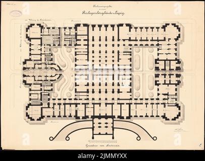 Prêteur Hermann, Reichsgericht à Leipzig (1884): Plan d'étage sous-sol. Tuche aquarelle sur la boîte, 56,9 x 77 cm (y compris les bords de numérisation) Banque D'Images