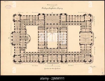 Prêteur Hermann, Reichsgericht à Leipzig (1884): Grundriss OG. Tuche aquarelle sur la boîte, 55,4 x 76,3 cm (y compris les bords de numérisation) Banque D'Images