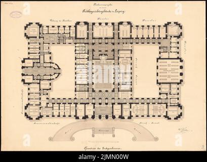 Prêteur Hermann, Reichsgericht à Leipzig (1884): Grundriss EG. Tuche aquarelle sur la boîte, 56 x 76,5 cm (y compris les bords de numérisation) Banque D'Images