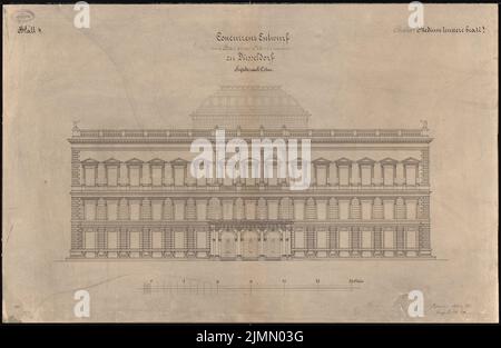 Licht Hugo (1841-1923), Standhaus à Düsseldorf (03,1875) : vue sur la façade. Encre sur carton, 64,8 x 99,7 cm (y compris les bords de numérisation) Banque D'Images