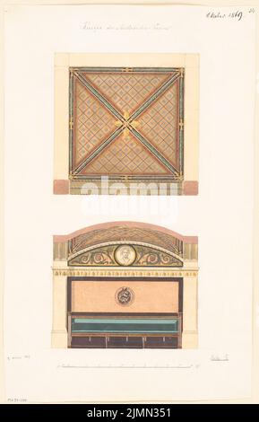 Pippow Oskar (né en 1843), décoration du pub club. Compétition mensuelle novembre 1869 (11,1869): Sous-vue de plafond, déchirant une niche de siège; barre d'échelle. Tuche aquarelle sur papier, 45,6 x 29,2 cm (y compris les bords de numérisation) Banque D'Images