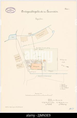 Architecte inconnu, tribunal de district de Lauenstein (1895): Département 1: 500. Lithographie, 50,9 x 34,8 cm (y compris les bords de balayage) Banque D'Images