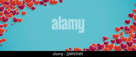 En-tête cyan cœur rouge violet Banque D'Images