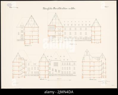 Architecte inconnu, directeur des douanes à Cologne (env 1913): coupes 1: 100. Lithographie, 87,5 x 115,8 cm (y compris les bords de balayage) Banque D'Images