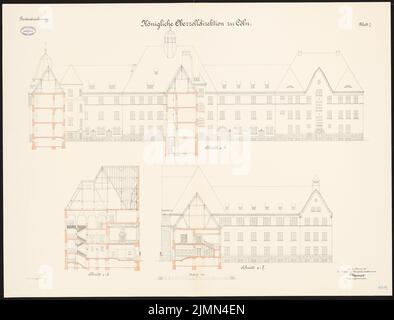 Architecte inconnu, directeur des douanes à Cologne (env 1913): coupes 1: 100. Lithographie, 88 x 115,4 cm (y compris les bords de balayage) Banque D'Images