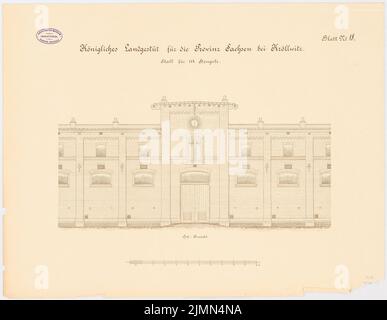 Architecte inconnu, goujon de terre royal pour la province de Saxe, Kröllwitz. Stable pour 114 étalons (env 1890): Point de vue de la Cour 1: 100. Lithographie, 52,1 x 67,1 cm (y compris les bords de balayage) Banque D'Images