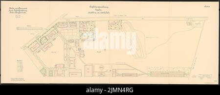 Feuerstein, casernes pour le bataillon de navires aériens, Berlin-Jungfernheide: Plan du site 1: 500. Lithographie colorée sur carton, 74,6 x 191,5 cm (bord de lecture compris). Banque D'Images