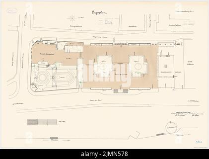 Kieschke Paul (1851-1905), bâtiment du gouvernement, Koblenz (env 1902-1906): plan du site 1: 250. Lithographie, 60,8 x 85,3 cm (y compris les bords de balayage) Banque D'Images