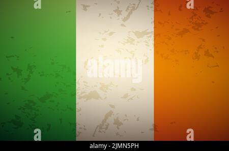 Drapeau Irlande isolé sur le vecteur de fond grunge Banque D'Images