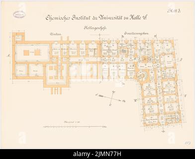 Architecte inconnu, Institut de chimie de l'Université Martin Luther Halle/Saale. Conversion et extension (env 1894): Grundliss Keller 1: 100. Lithographie, 54,2 x 70,8 cm (y compris les bords de balayage) Banque D'Images