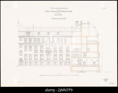 Kieschke Paul (1851-1905), sous-fenêtre prussienne à Berlin (1901-1903): Section transversale avec vue de la cour 1: 100. Lithographie, 50,7 x 68,7 cm (y compris les bords de balayage) Banque D'Images