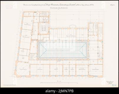 Kieschke Paul (1851-1905), sous-sol prussien à Berlin (1901-1903): Plan d'étage 1: 100. Lithographie, 50,7 x 68,3 cm (y compris les bords de balayage) Banque D'Images