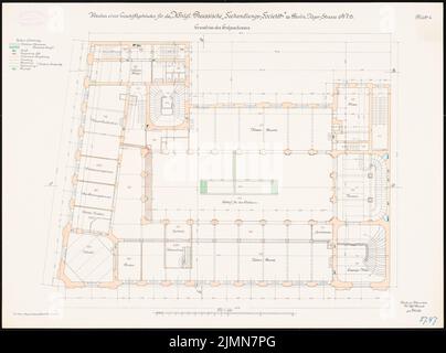 Kieschke Paul (1851-1905), sous-sol prussien à Berlin (1901-1903): Plan d'étage sol 1: 100. Lithographie, 50,7 x 68,4 cm (y compris les bords de balayage) Banque D'Images