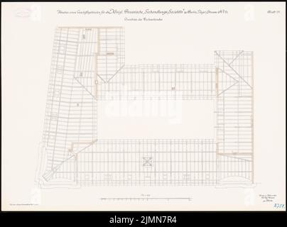 Kieschke Paul (1851-1905), sous-sol prussien à Berlin (1901-1903): Organisation-cadre du plan d'étage 1: 100. Lithographie, 50,8 x 68,3 cm (y compris les bords de balayage) Banque D'Images