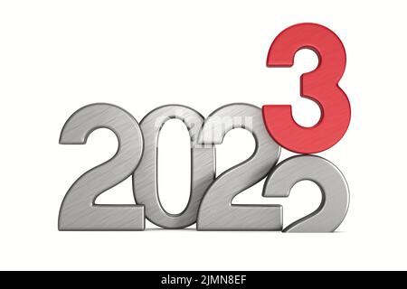 nouvelle année 2023 sur fond blanc. Illustration isolée 3D Banque D'Images