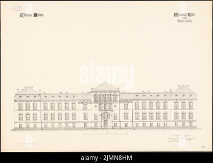 Architecte inconnu, clinique médicale de l'Université de Philipps Marburg (env 1887) : vue avant du RISS 1 : 100. Lithographie, 73,4 x 102,2 cm (y compris les bords de balayage) Banque D'Images