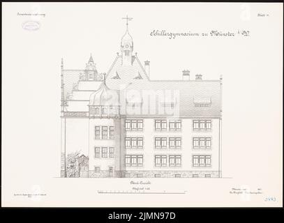 Architecte inconnu, Schillergymnase à Münster (1907): North Evidence Rising 1: 100. Lithographie, 50,7 x 68,7 cm (y compris les bords de balayage) Banque D'Images