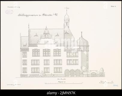 Architecte inconnu, Schillergymnase à Münster (1907): Ostern vue 1: 100. Lithographie, 50,7 x 68,7 cm (y compris les bords de balayage) Banque D'Images