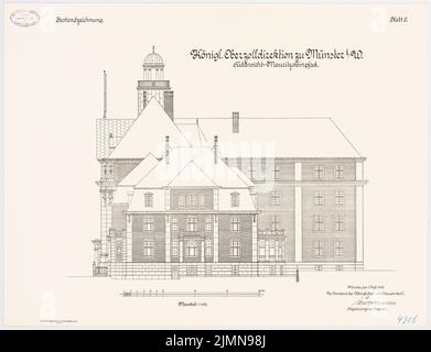 Architecte inconnu, Direction générale des douanes à Münster (1915): RISS Südsicht 1: 100. Lithographie, 51,3 x 67 cm (y compris les bords de balayage) Banque D'Images