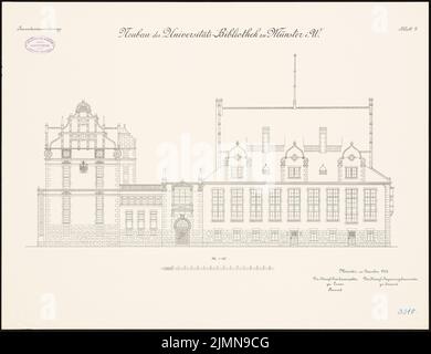 Architecte inconnu, Université de Münster. Bibliothèque (1906) : vue avant du RISS 1 : 100. Lithographie, 50,6 x 65,7 cm (y compris les bords de balayage) Banque D'Images