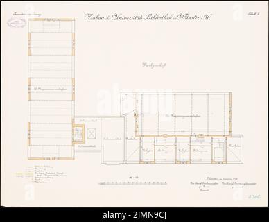 Architecte inconnu, Université de Münster. Bibliothèque (1906) : grenier Grundliss 1 : 100. Lithographie, 50,6 x 65,5 cm (y compris les bords de balayage) Banque D'Images