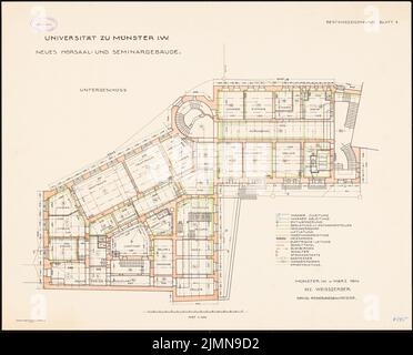 Weißgerber Otto, salle de conférence et bâtiment de séminaire de l'Université de Münster (1914): Plan d'étage bassin 1: 100. Lithographie, 56,7 x 70,3 cm (y compris les bords de balayage) Banque D'Images