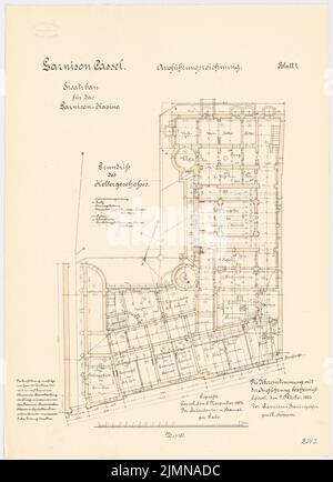 Koppen, casino en garnison, Kassel (1901-1903): Plan d'étage KG 1: 100. Lithographie, 67,6 x 49 cm (y compris les bords de balayage) Banque D'Images