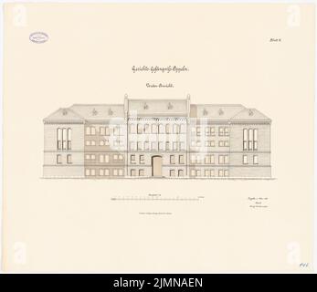 Architecte inconnu, juridiction à Oppeln (1888): RISS vue de face 1: 100. Lithographie, 66 x 76,3 cm (y compris les bords de balayage) Banque D'Images